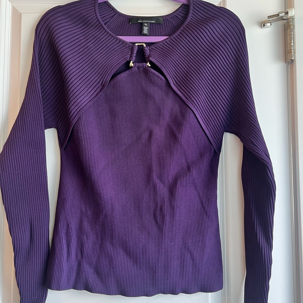 White House Black Market Purple Ribbed Sweatshirt